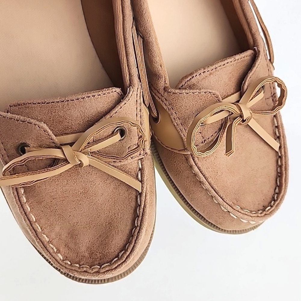 American Eagle Women's Loafer Boat Shoe Tan Textile Faux Suede Size 5.5 - Picture 8 of 16